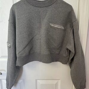 MM6 Maison Martin Margiela Gray cropped Sweatshirt